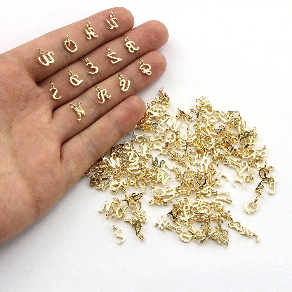 PINEAPPLE 26 / 52 / 156pcs Random Mixed Keychain Pendants DIY Gold Alphabet