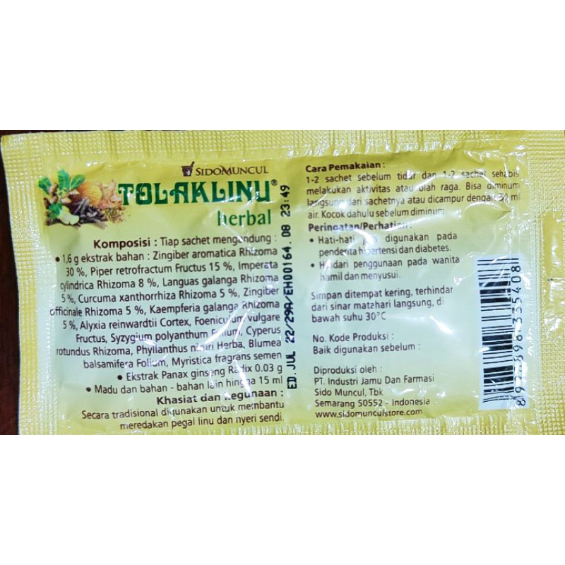 Tolak Linu Herbal Jahe Sachet / Pegal Linu / Nyeri Sendi