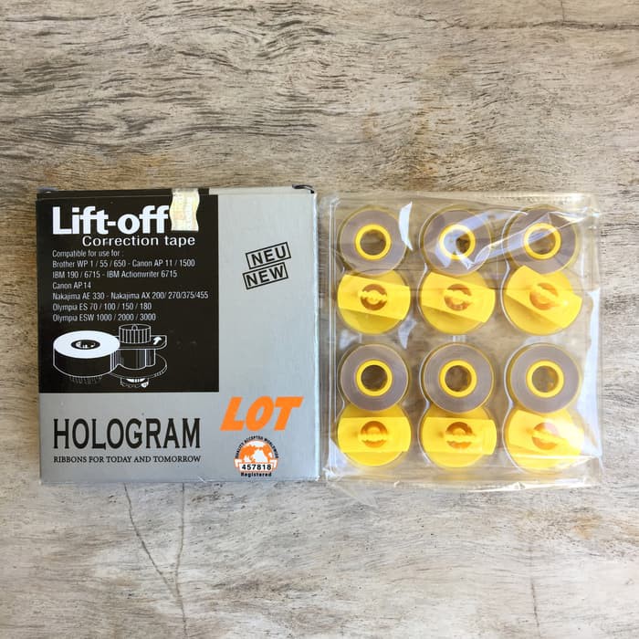 Lift Off Correction Tape Hologram (isi 6) utk Mesin Tik Royal TA SE Brother Olympia Nakajima Canon Tip Ex Penghapus Pita Mesin Ketik Elektrik Elektronik LOT