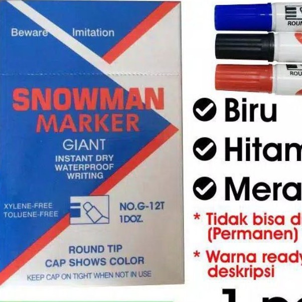 

Spidol permanen Hitam Merah snowman anti luntur permanent marker