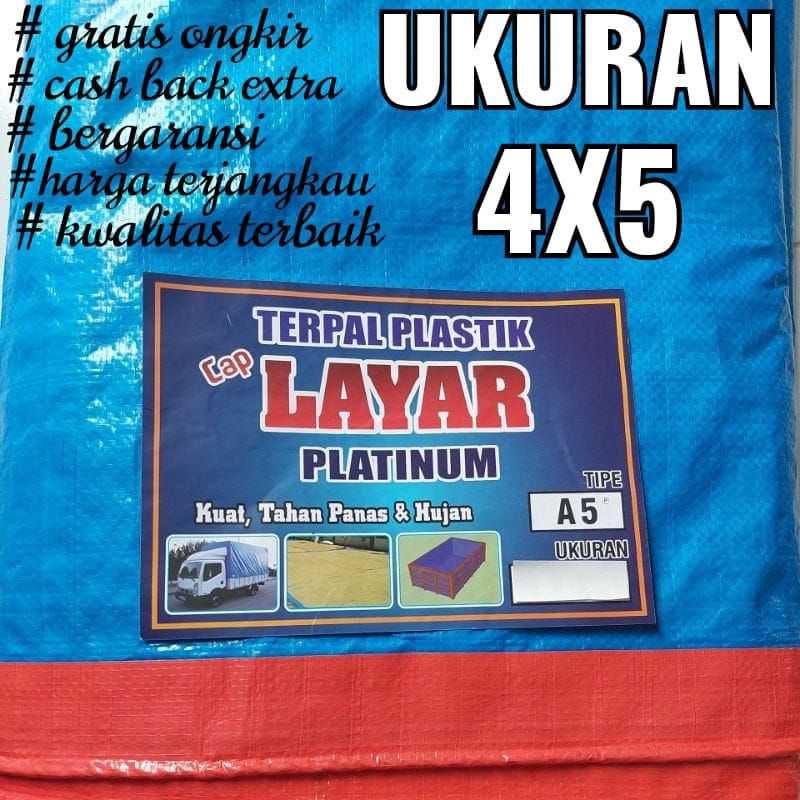 TERPAL PLASTIK A5 UKURAN 4x5 CAP LAYAR