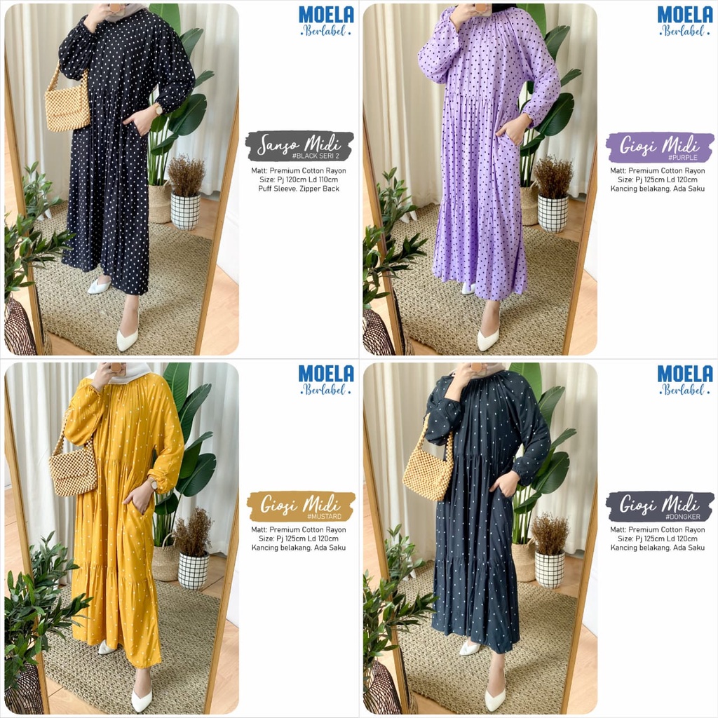 #MO 071 SANSO MIDI DRESS POLKADOT // ORIGINAL MOELA // BANYAK VARIASI // SWIPE