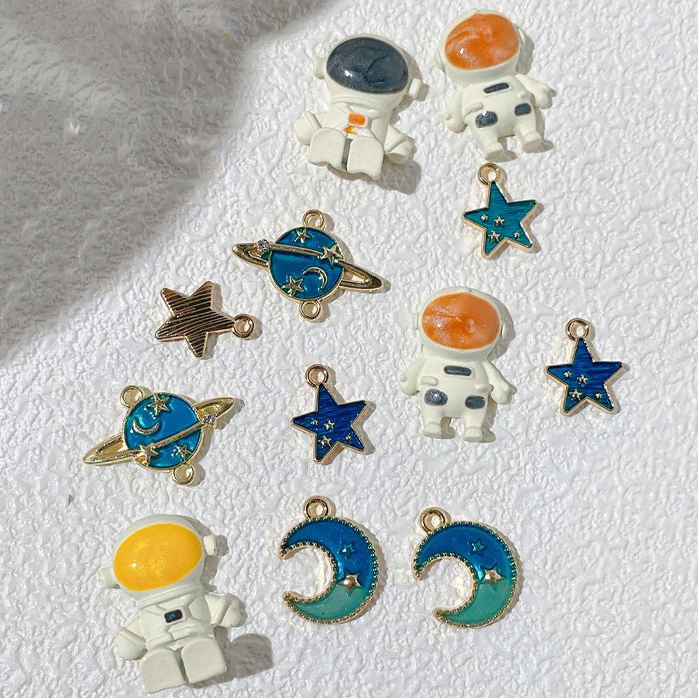 Mxbeauty Astronot Hiasan Kuku Kartun Spaceman Bulan Bintang DIY Ornamen