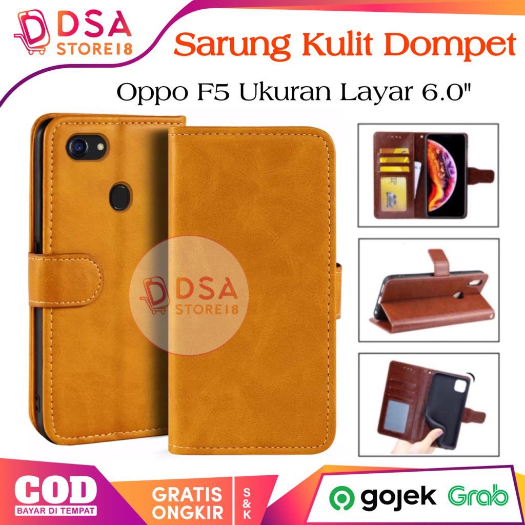 Case oppo F5 / Casing Oppo F5 / Leathercase Flip Cover Wallet Dompet Hp Casing Kulit