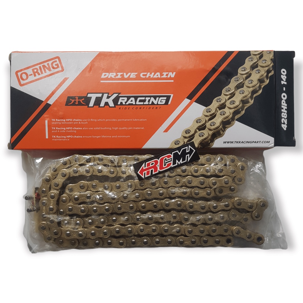 RANTAI RANTE CHAIN TK RACING O-RING 428 HPO - 140L 140 L 428HPOX140L GOLD MODEL PAKAI ORING SDH DENGAN SAMBUNGAN RANTAI ORI ORIGINAL TK RACING ASLI