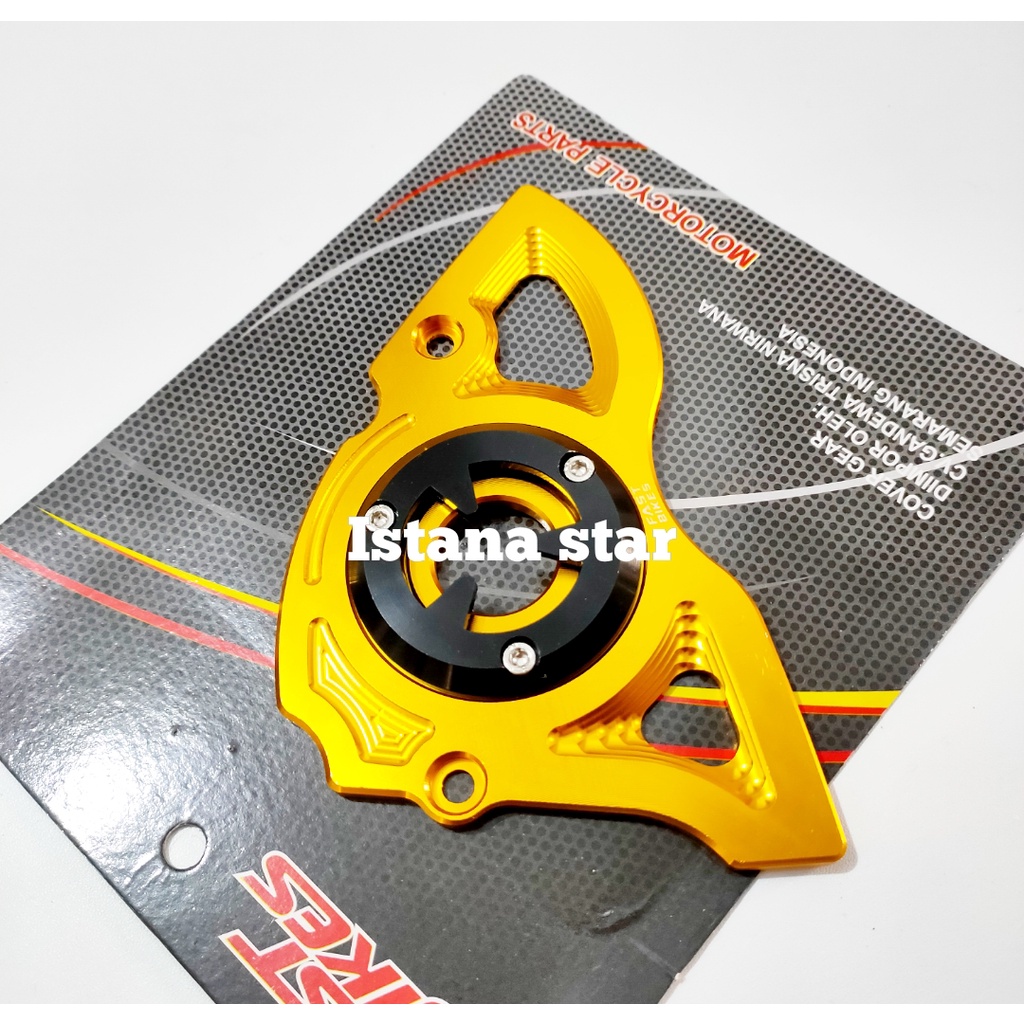 Cover Gear Depan/Tutup Gear Depan Variasi Motor Vixion Plus Handle Vixion kiri kanan plus grip ring emas