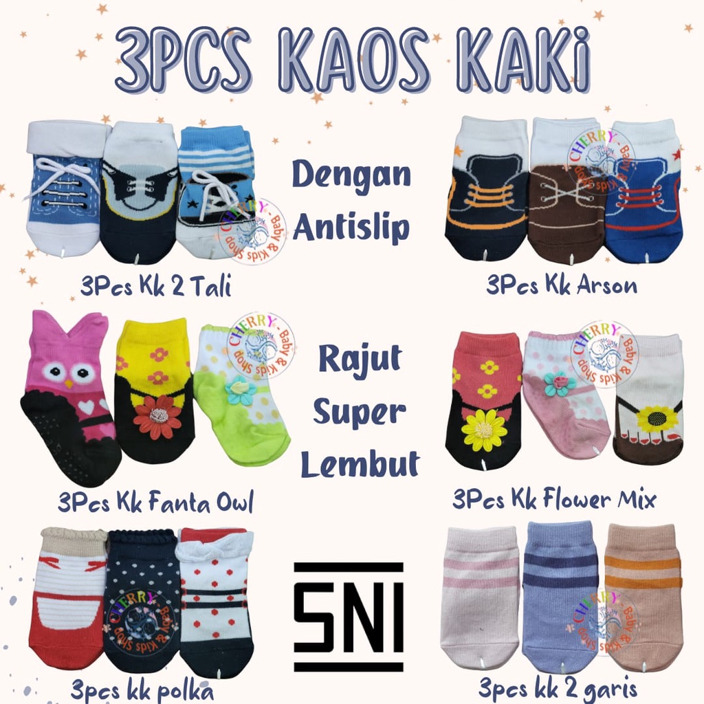 Petite Mimi Kaos Kaki 3in1 0-12M Kaos Kkai Bayi dengan Antislip CBKS