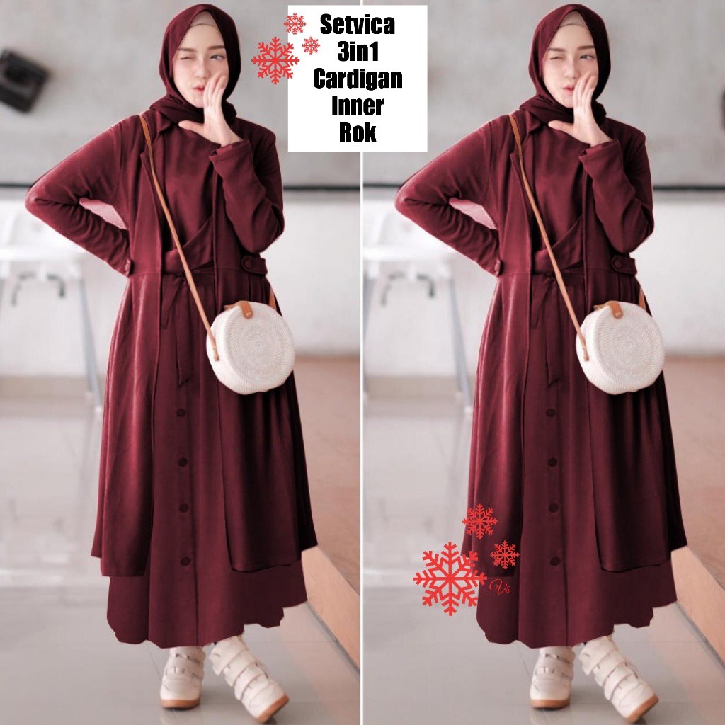 XC - Stelan Wanita 3IN1 SETVICA / Stelan Trendy Wanita / Stelan Muslim Wanita Model Casual Bingits