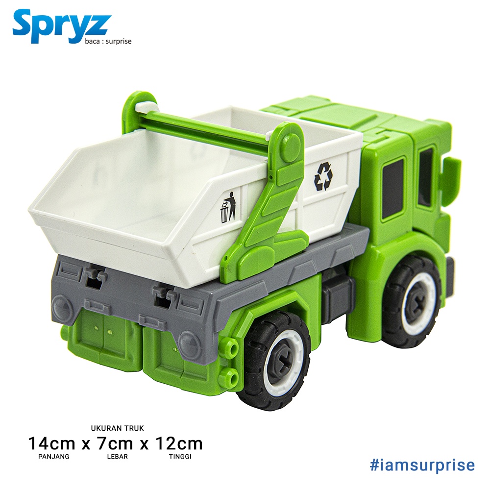 Spryz Revamp Robo Truck Green - Mainan Truk Robot Transformer DIY