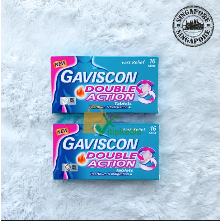 Gaviscon Double Action - 16 tablets// Obat maag lambung// Singapore