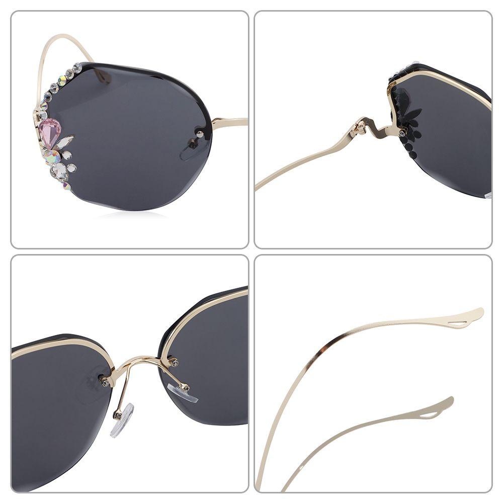 Lily Rhinestone Sunglasses Retro UV400 Female Eyewear Shades Wanita Kacamata Matahari