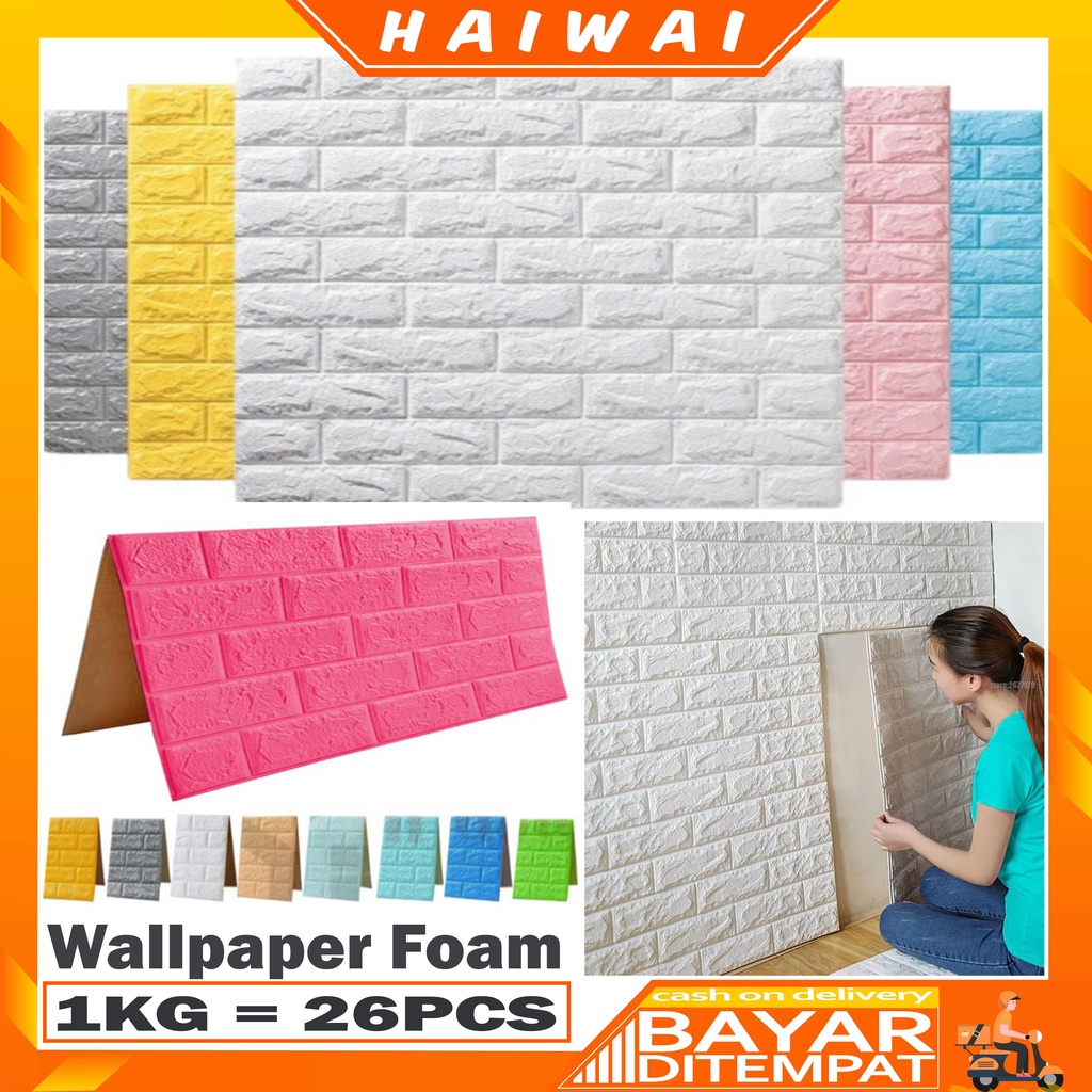 HaiWai COD Wallpaper Dinding Foam 3D Timbul Anti Air Motif Batu Bata / Stiker Dinding Walpaper Dinding U96