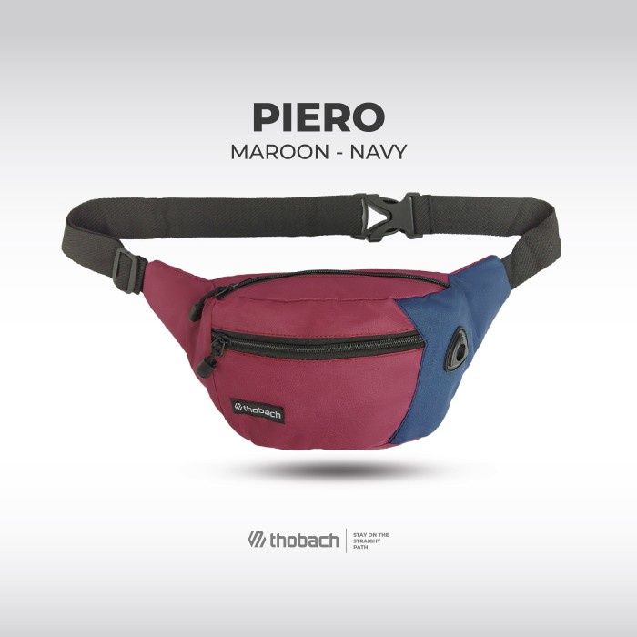 PROMO BISA COD TAS SELEMPANG PRIA TAS WAISTBAG PRIA WANITA PIERO THOBACH ORIGINAL - Maroon-Navy TERM