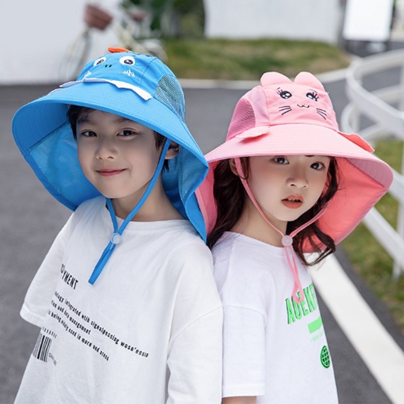 Topi Bucket Anak Laki Laki Perempuan Model Lebar Dinosaurus fashion Pantai Casual Anti Sinar UV HSA