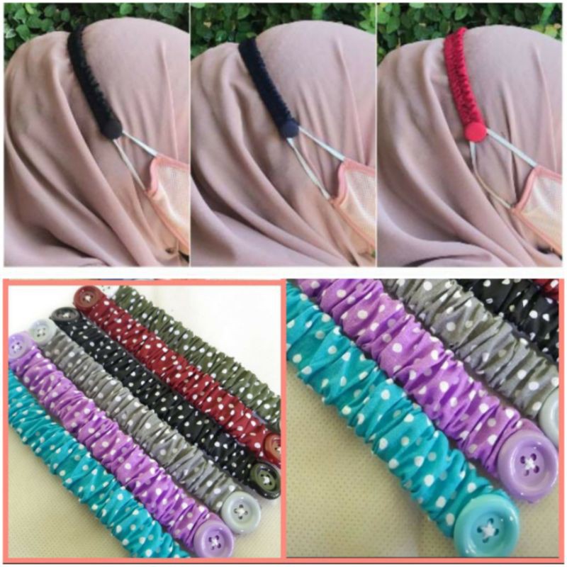 Connector Masker Jilbab Pengait Masker Hijab Kain Katun Konektor Hijab