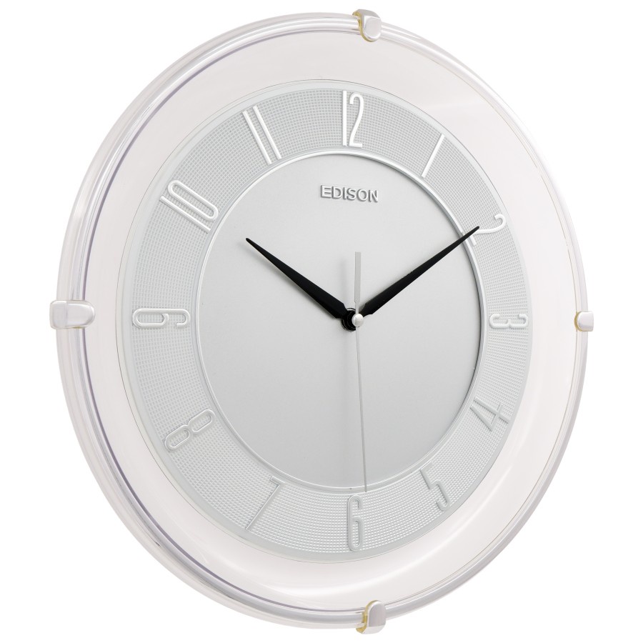 Jam Dinding Edison Sweep EDW - S 331 T8 Chrome Timbul Diameter 330mm 33cm