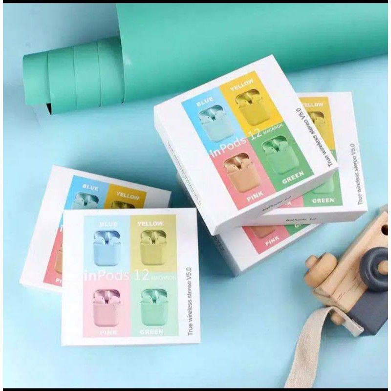 HEADSET BLUETOOH i12 MACARON TWS HANDFREE WIRELESS EXSTRA BASS  ANDROID