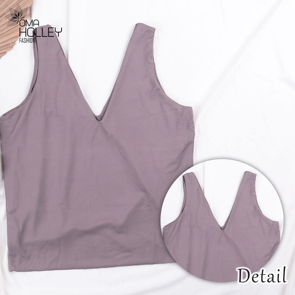 (COD) OH Fashion Tank top Mona Wanita V neck  ELVZ # 0139