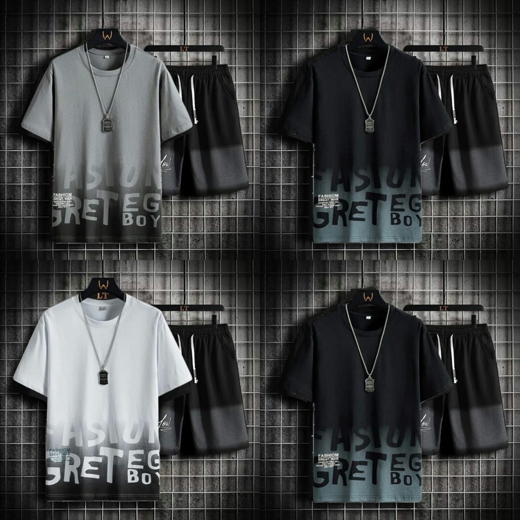 BISA COD// stelan pria terbaru size M|L,XL stelan pria keren baju&amp;celana 1 set fashion bandung stelan egboy - panteloni