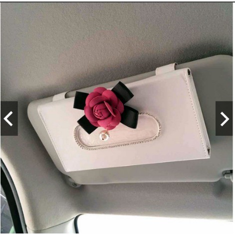 DAD Flower Series Tempat Kotak Tissue Tisu Jepit Gantung Sunvisor Pintu Mobil Kulit Premium Passion