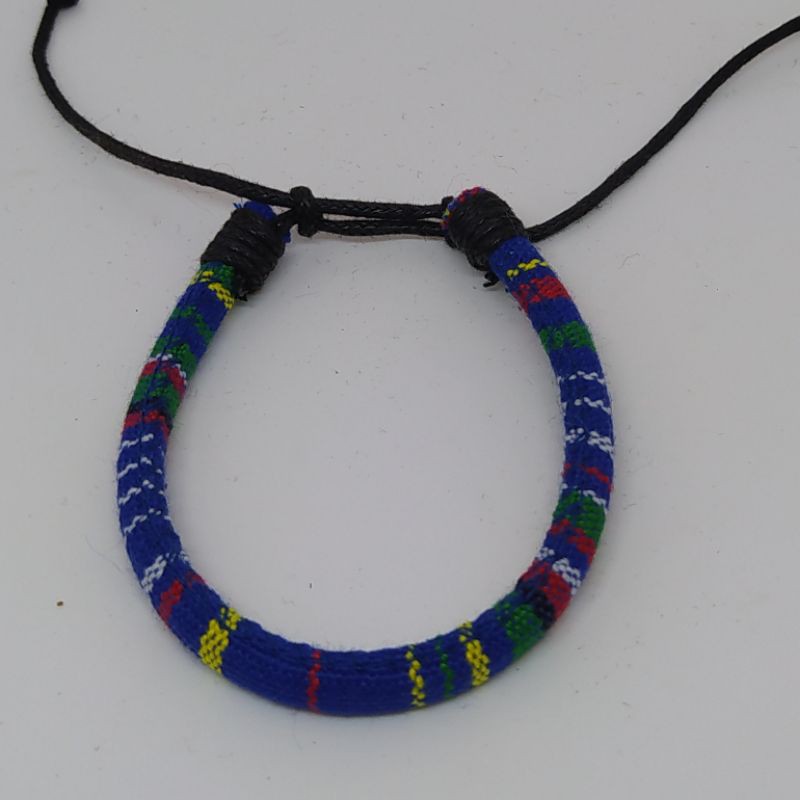 Gelang Tenun Etnik Songket Gelang Rajut Unik Motif Kain Harga Grosir Langsung Pengrajin-Biru