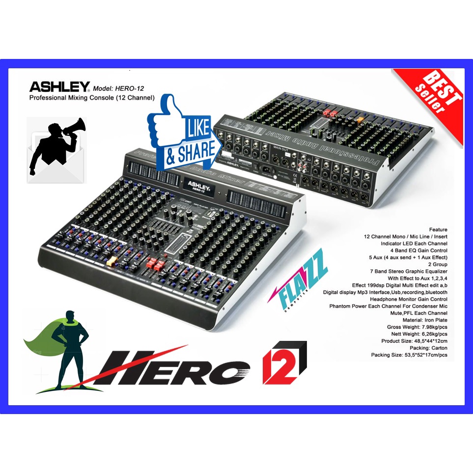 MIXER AUDIO ASHLEY 12 CHANNEL ASHLEY HERO 12 hero12 original