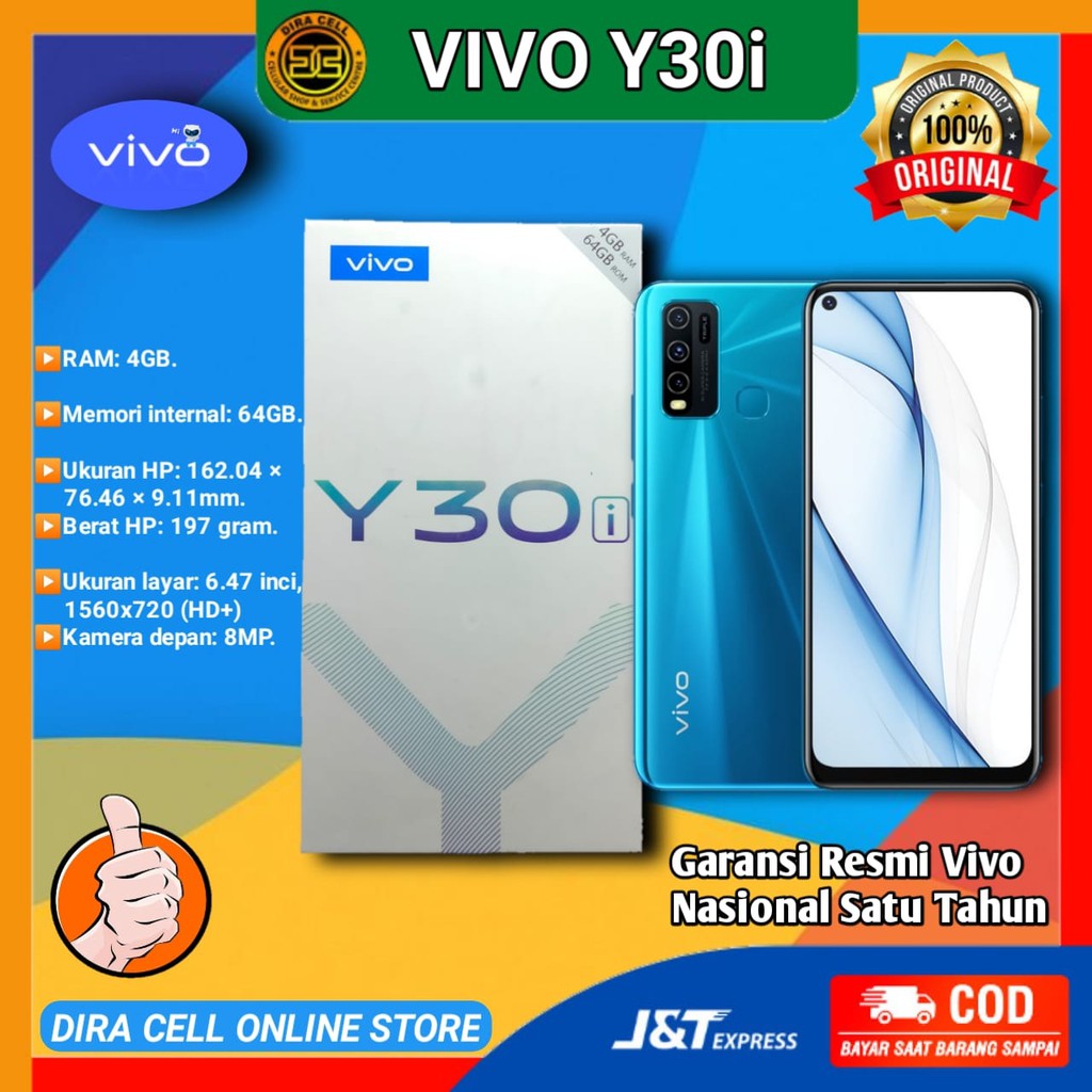 Hp hanphone handphone Vivo Y30i ram 4 rom 64 hape baru garansi resmi vivo 1 tahun nasional