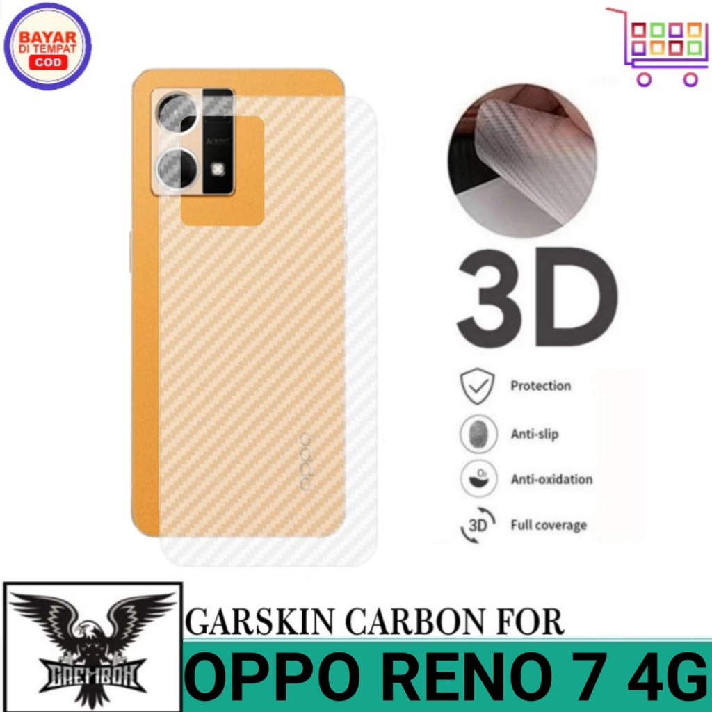 Promo Garskin Carbon OPPO RENO 7 4G Anti Gores Belakang Handphone Anti Lengket Bekas Lem