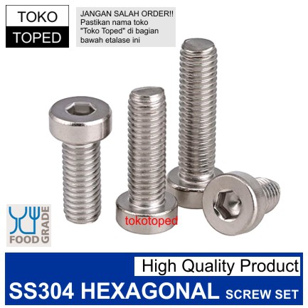 SS304 Hexagonal Head Screw | Food Grade | hex socket l baut mur screws