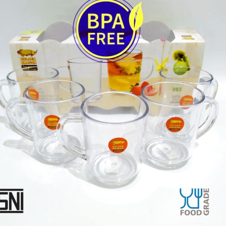 Gelas Melamin Bening Gelas Kopi en  ½ (lusin isi 6 pcs) G56G