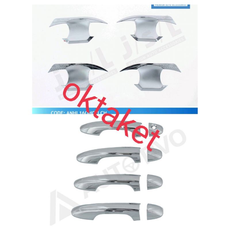 paket outer handle all new hilux hitam chrome jsl