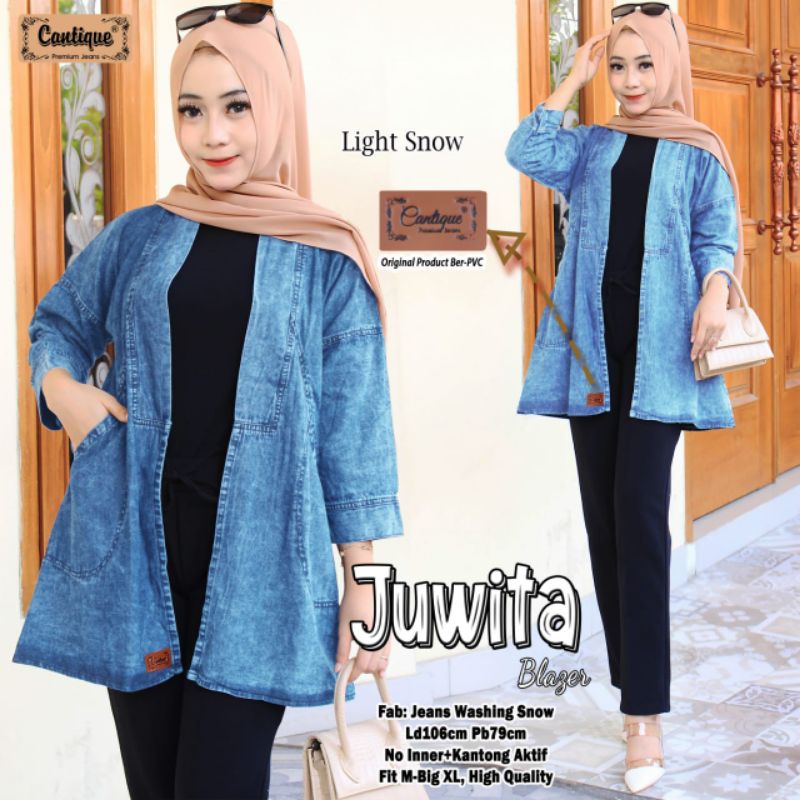 JUWITA BLAZER BY CANTIQUE (BLAZER JEANS WANITA) Blazer jeans muslimah modern rekomended