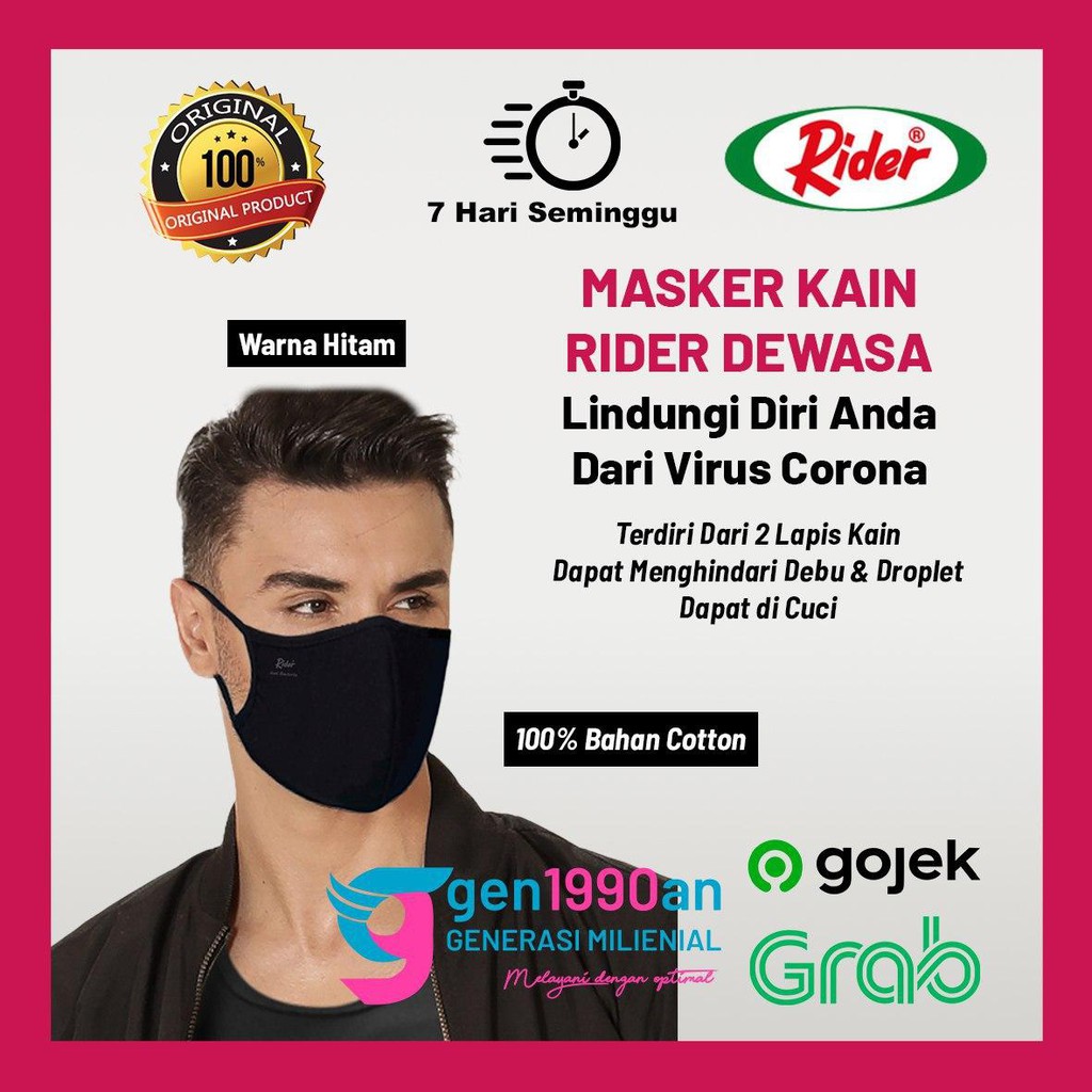  Masker  Kain Dewasa Rider  100 Katun Cotton Halus Anti  