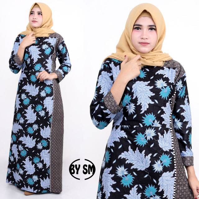 Gamis kombi daun warna