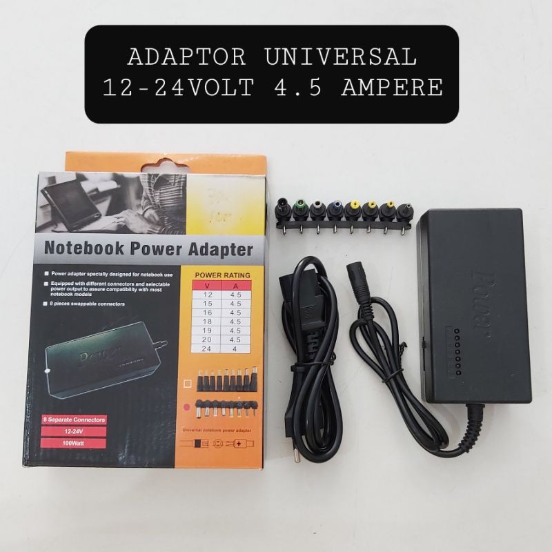 Adaptor Universal Laptop 12-24 Volt (Bisa di Stel Atur)