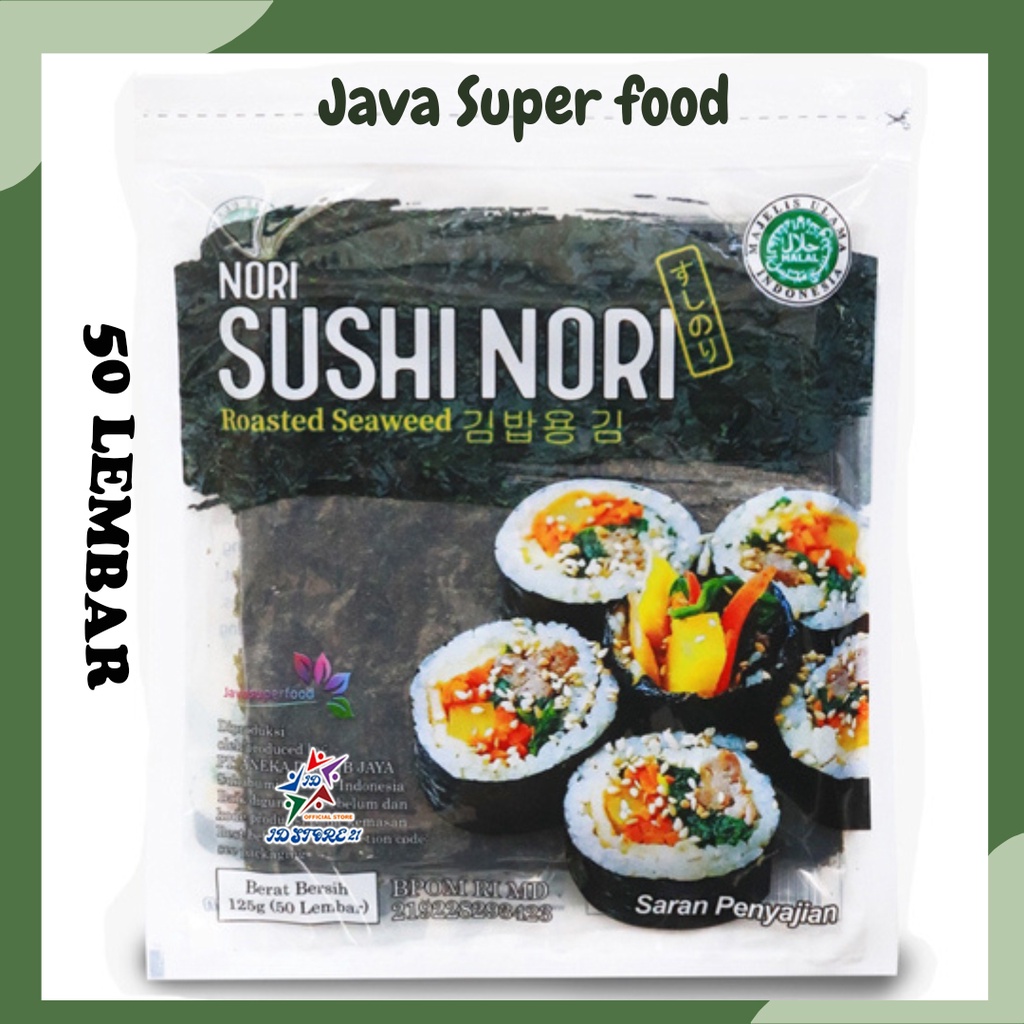 JAVA Sushi Nori Kimbab 50 Lembar Halal MUI / Nori Gimbab Import Lembar Rumput Laut