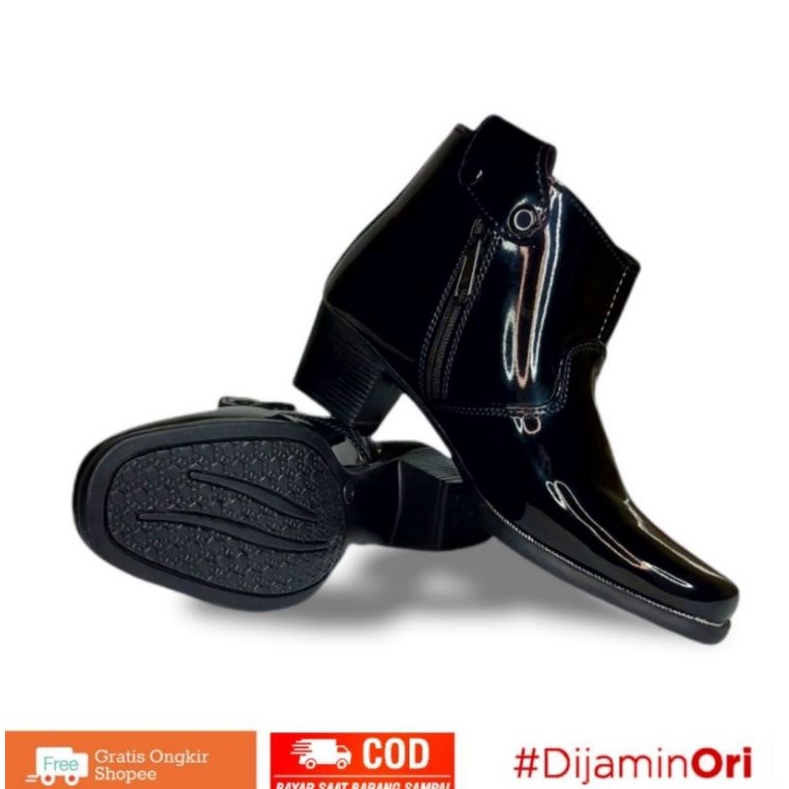 Sepatu Pdh Wanita Pdl Sus Polwan Kilap Pdl Secwan Dishub Boots Hijab Boots Wanita HAK 5 CM &amp; 3 CM