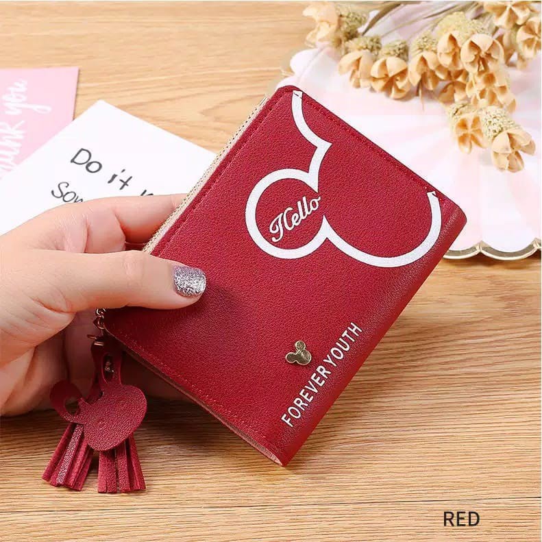 (FY) COD Dompet Wanita Import Murah Dompet Lipat Kecil Lucu Cantik Dompet murah  cantik real pic-MERAH