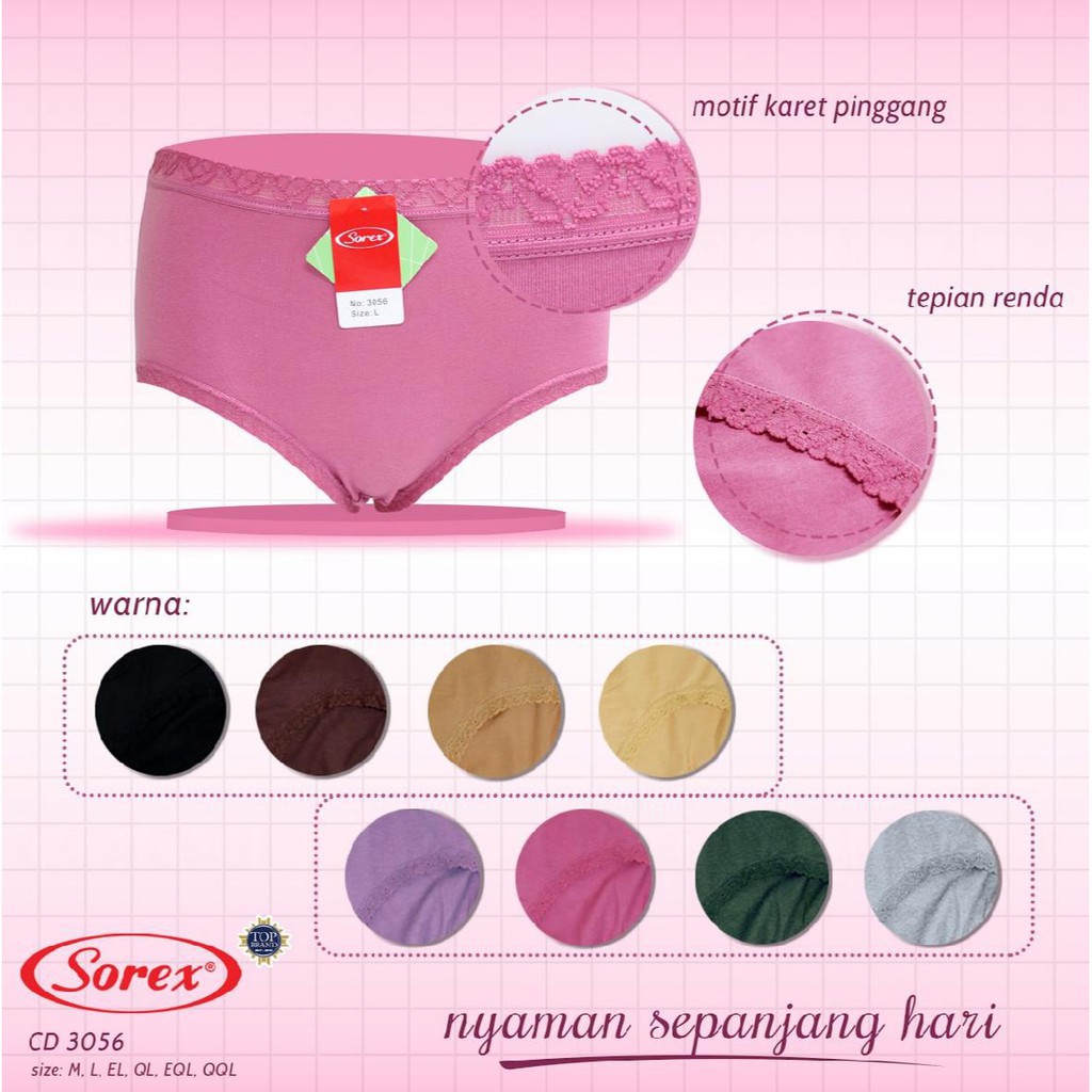 6 Pcs CD Sorex 3056 Renda Wanita Dewasa | Celana Dalam Sorex Perempuan Underwear Pakaian Dalam | Sguna Grosir Setengah Lusinan