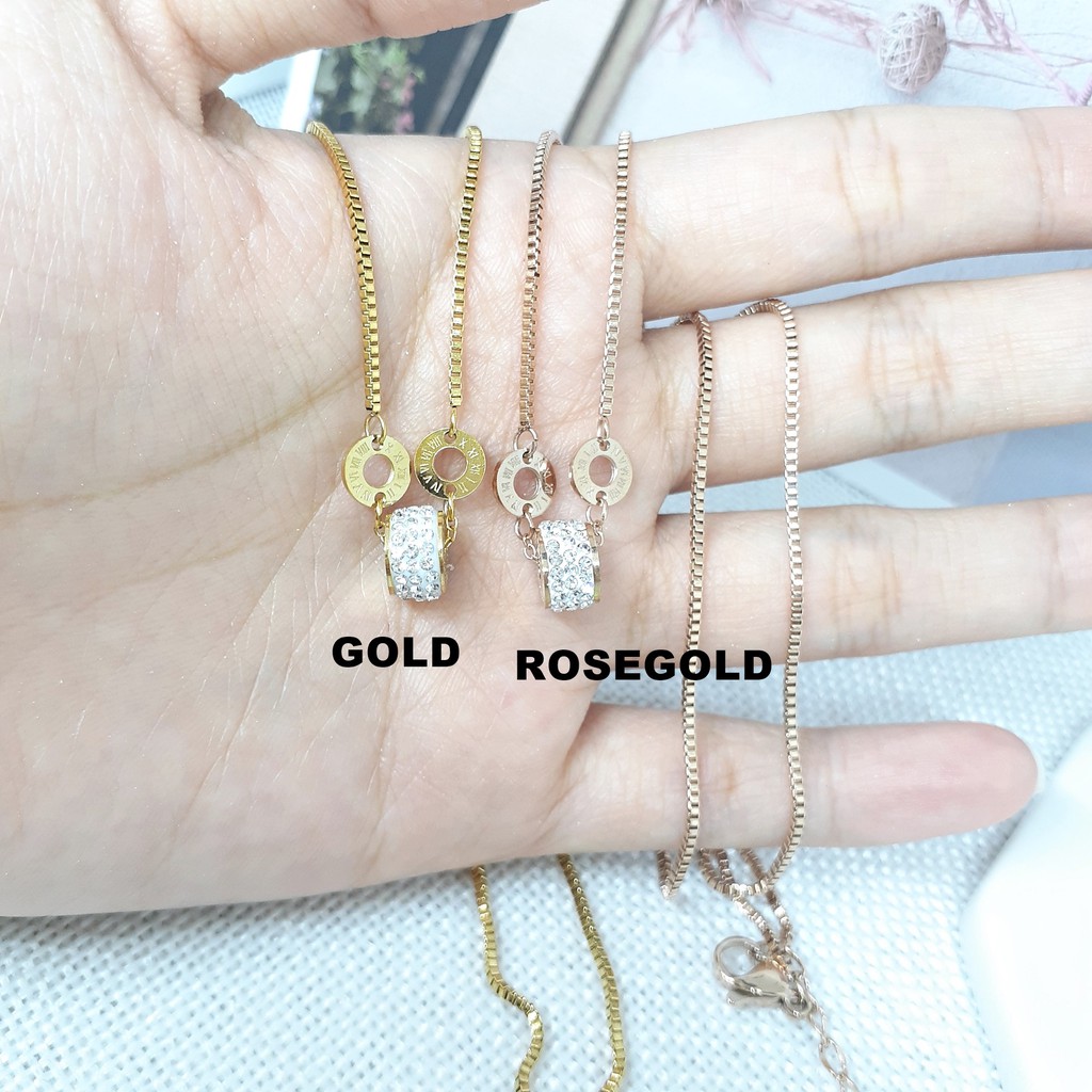 Kalung Fashion Titanium Wanita Rantai Italy Tebal Rose Gold - BN351