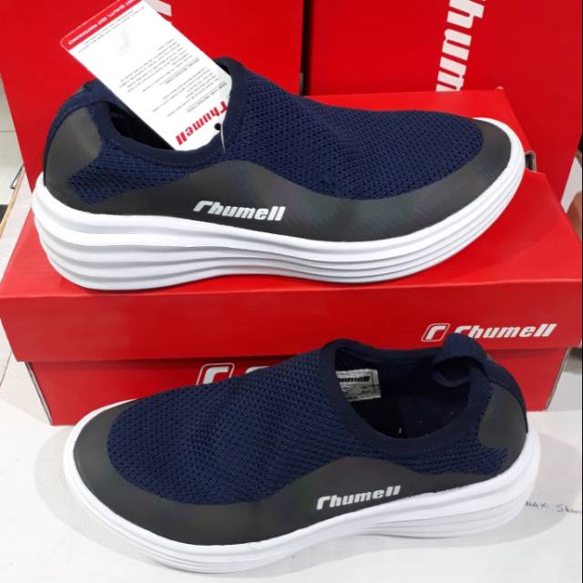 Sepatu slip on wanita biru dongker merk RHUMELL viola original