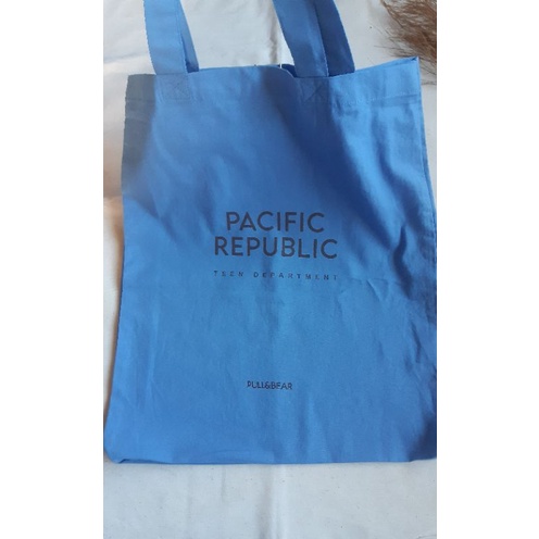 TOTE BAG PULL AND BEAR PASIFIC REPUBLIC ORIGINAL NEW BLUE TAS TOTE PULL&BEAR ASLI BARU WARNA BIRU