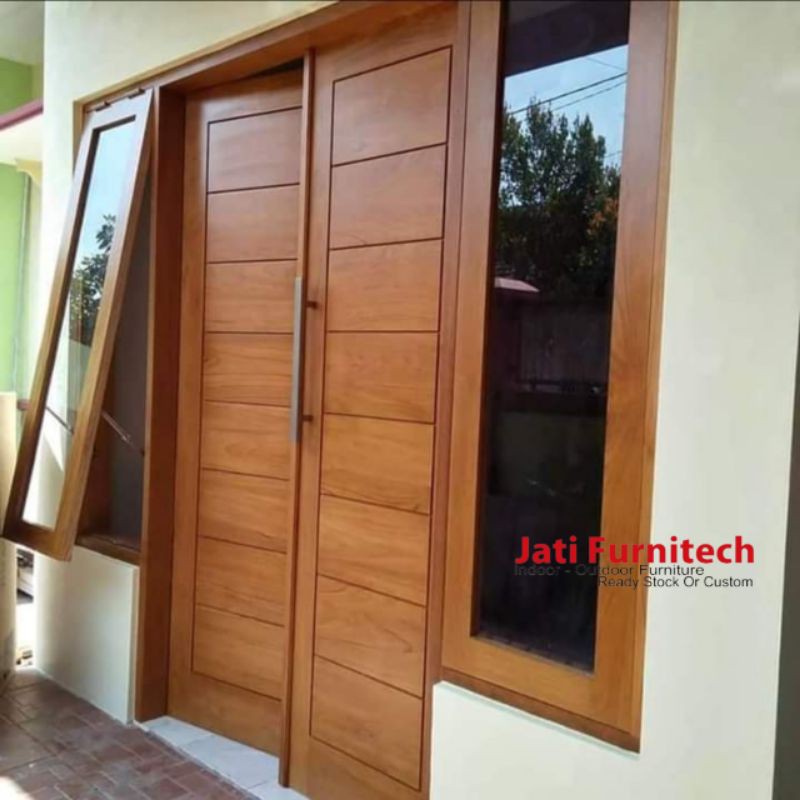 Set Pintu Utama Rumah + Jendela // Kayu Jati