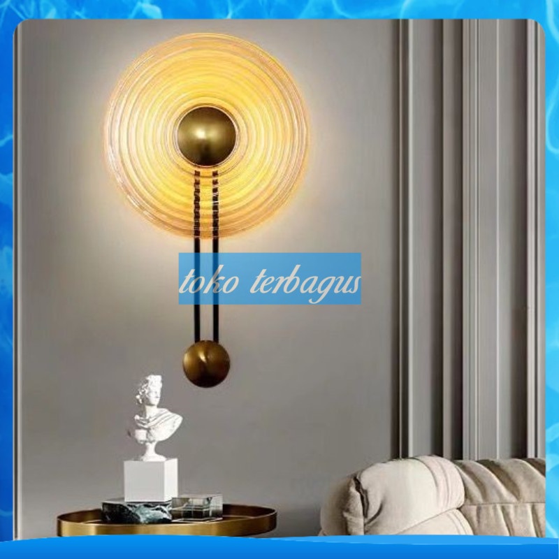 Lampu Dinding Hias Modern Minimalis Kaca Mewah Gold Premium Wall Lamp