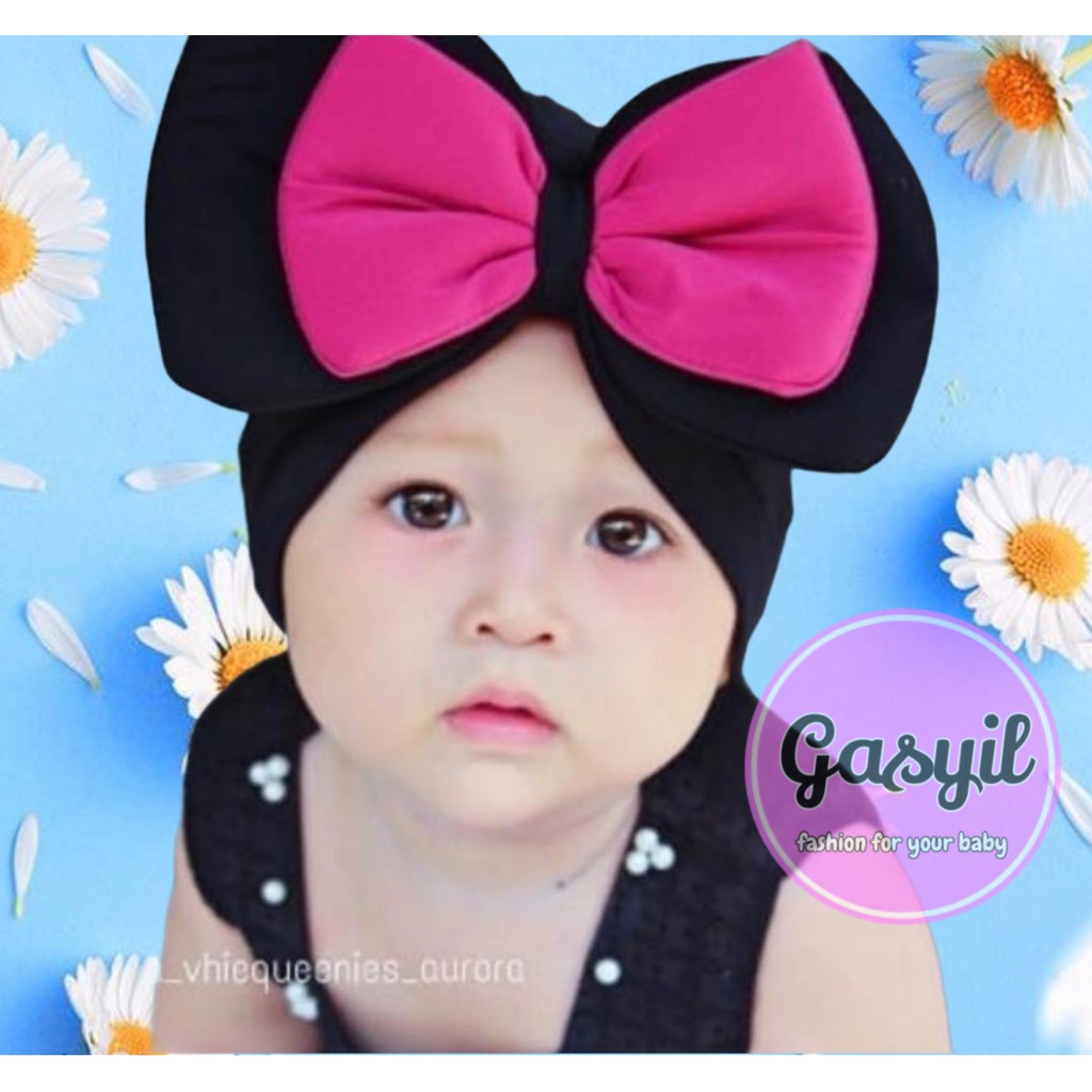 Turban bayi perempuan / Turban Bayi Big Ribbon / Topi AnakPerempuan / Ciput anak / Ciput Bayi
