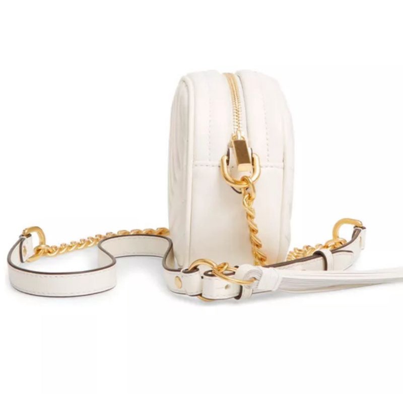 Tory Burch Kira Chevron Small Camera Bag White