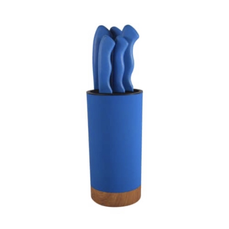 KRISCHEF SET-6PCS PISAU DAPUR BIRU/ACE KNIFE BLOCK SET OF 6 BLUE/ACE PISAU DAPUR SERBAGUNA KRISCHEF 6-SET BIRU