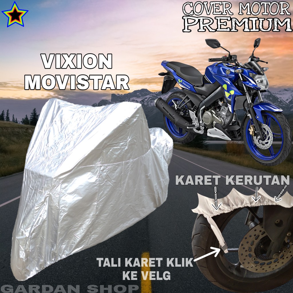 Sarung Motor VIXION MOVISTAR SILVER POLOS Body Cover Penutup Motor Vixion PREMIUM