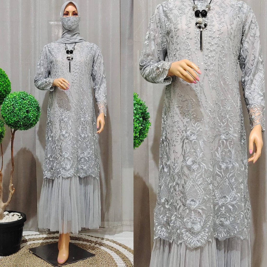 promo set tutu tunik tulle mutiara rania / set long dres tulle tutu rania