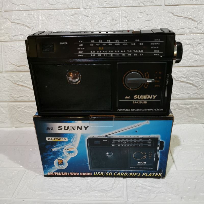 VINTAGE RADIO JADUL BIOSUNNY BJ 429 USB AM FM SW1 SW2 SD CARD PORTABLE WORLD 4 BAND MP3 PLAYER AC DC